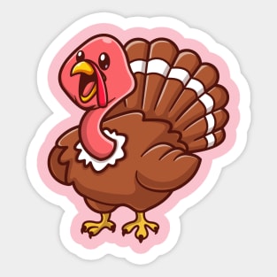 Cute Turkey Bird Chicken Cartoon Sticker